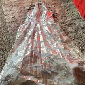 Baby blue with holographic roses dress